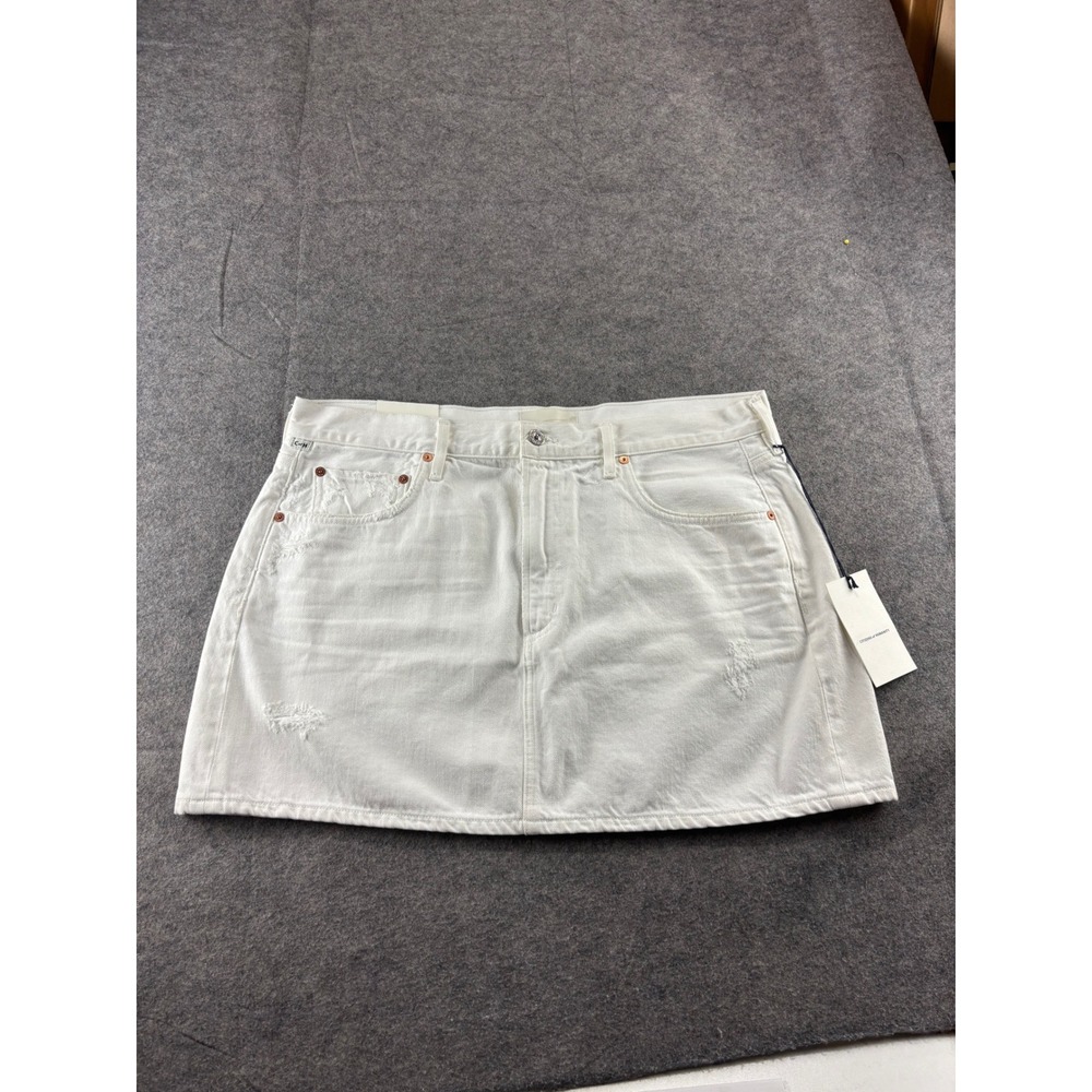 Citizens of Humanity Beatnik Mini Skirt Sugar White Distressed Denim 33 NWT
